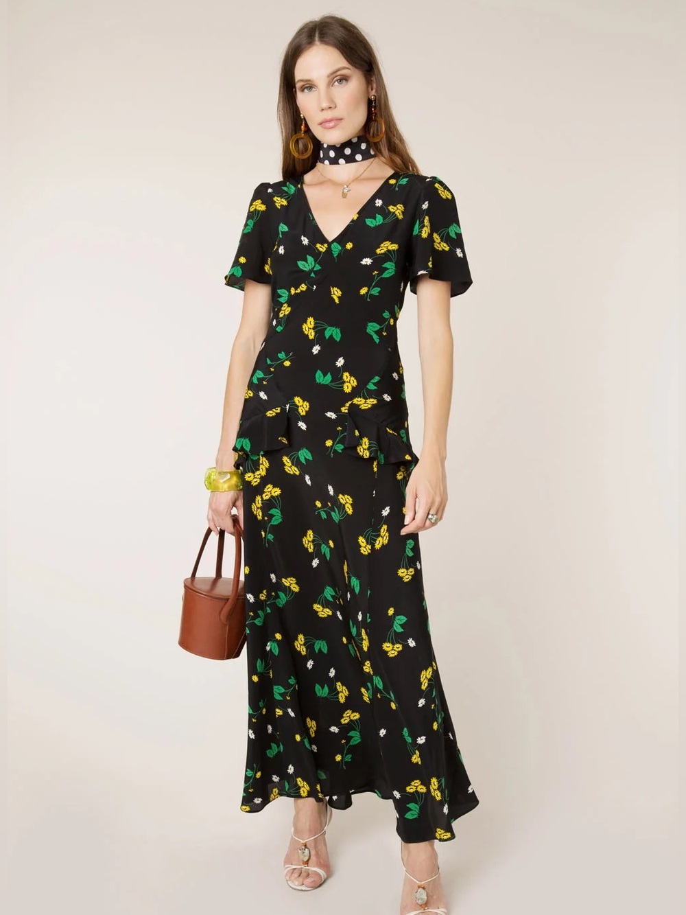 Rixo Bunched Daisy Dress